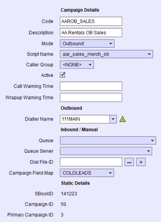 An example of the panel used to edit campaign details